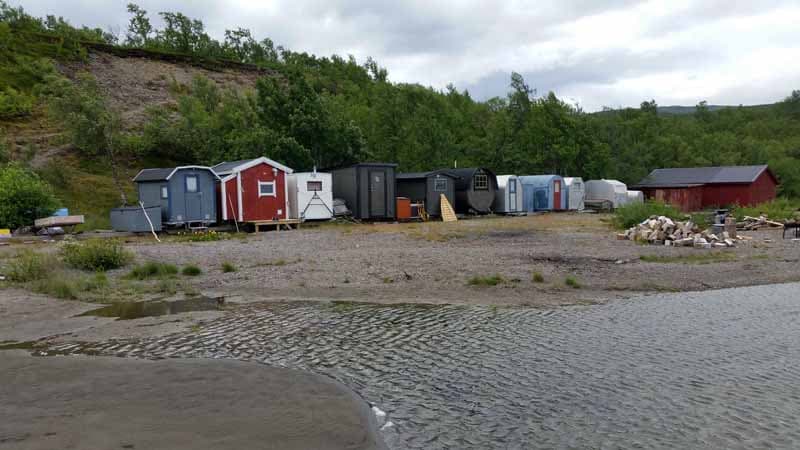 Fisherman's Huts in Tornetrask Lake, Sweden