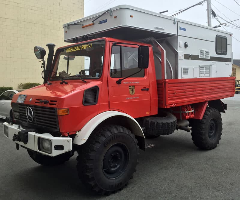 1987 Unimog u-1300l truck camper with a snorkel