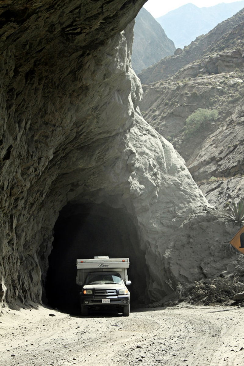 Hand Carved Tunnel On The Canyon Del Pato Route Peru