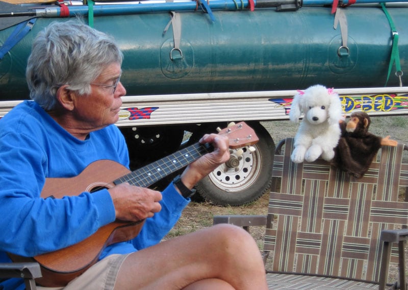 Evening Serenade With The Baritone Ukulele On The North Fork Of The Flathead River West Of Glacier National Park