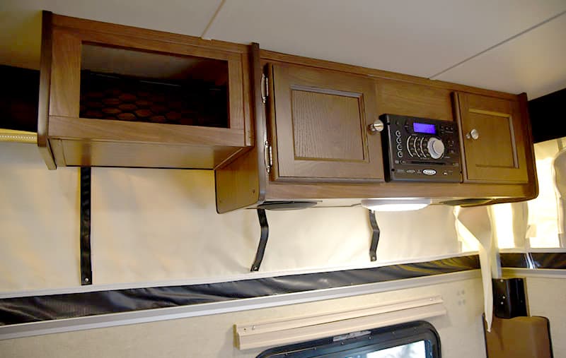 Stereo and Storage over dinette of Palomino SS-550