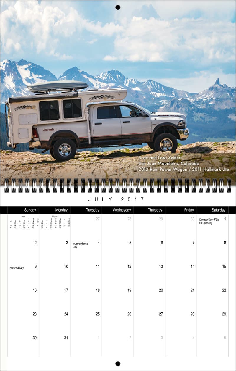 2017 Truck Camper Magazine Calendar July