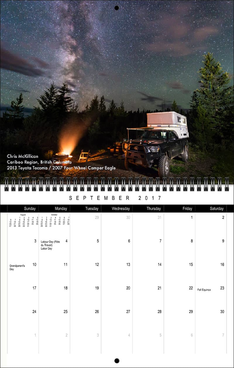 2017 Truck Camper Magazine Calendar September