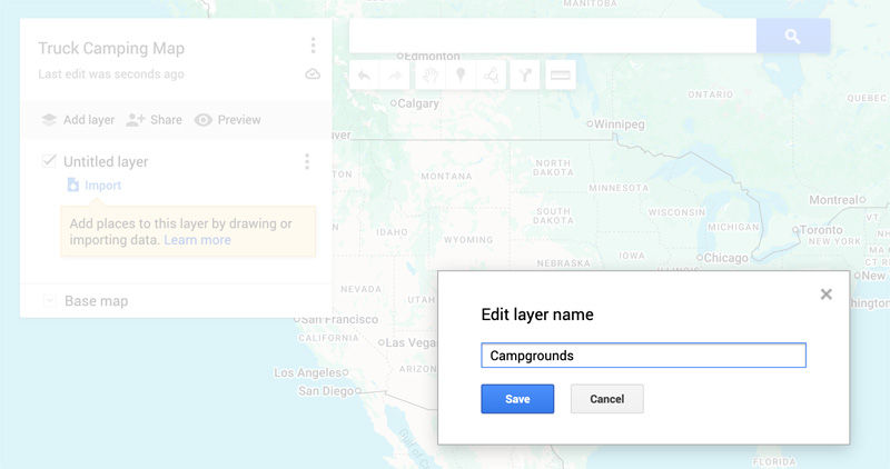 Screenshot Google Map Layers