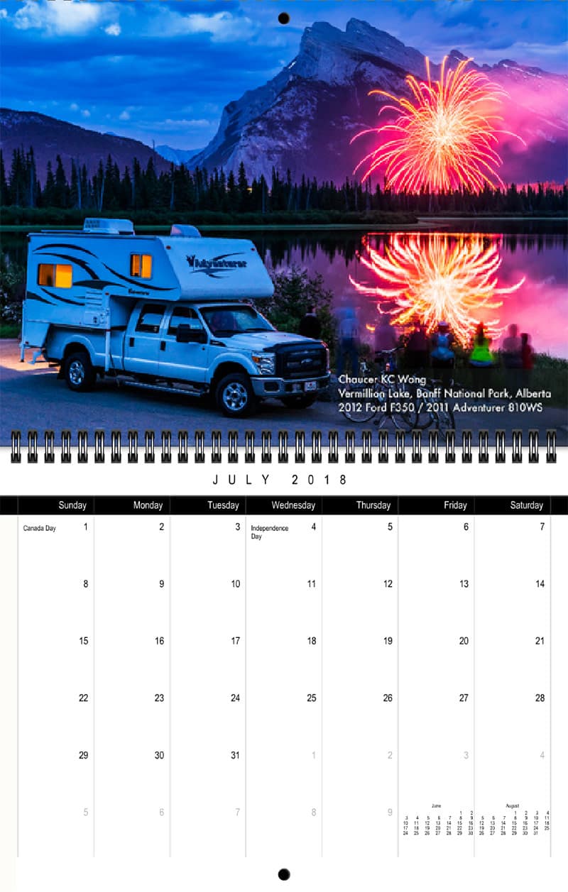 2018 Truck Camper Magazine Calendar July