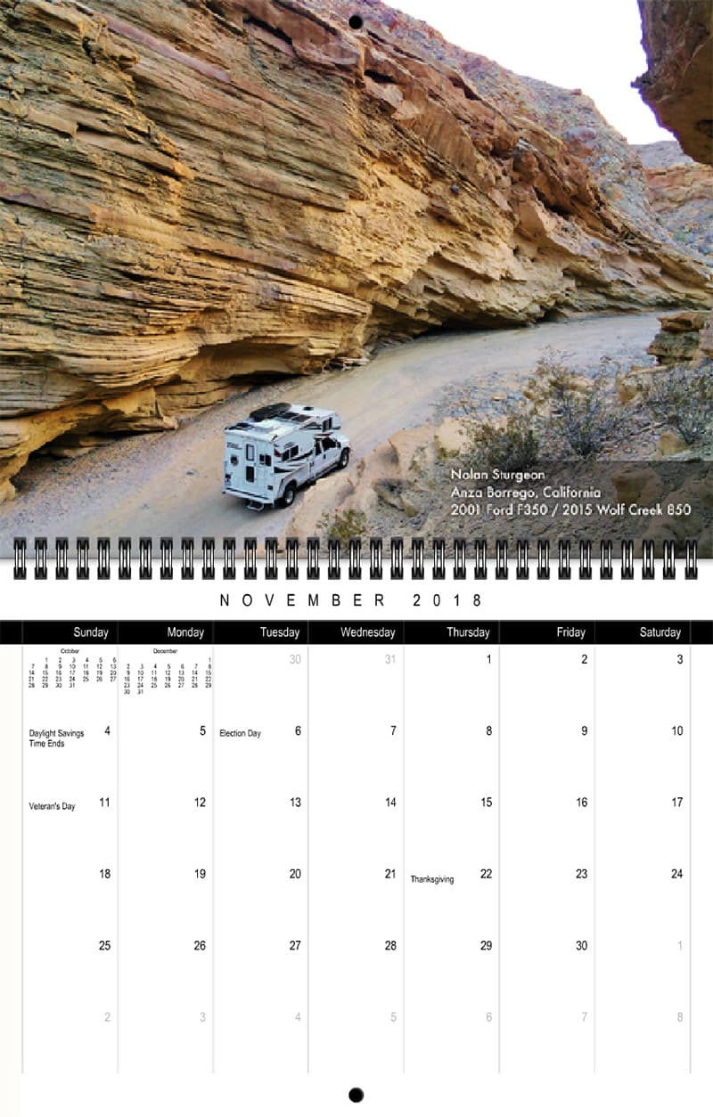 2018 Truck Camper Magazine Calendar November