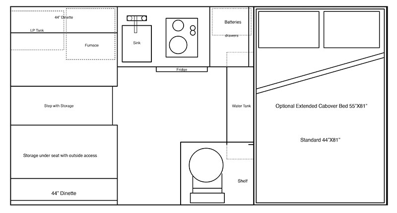 Alaskan Flatbed Camper Floor Plan