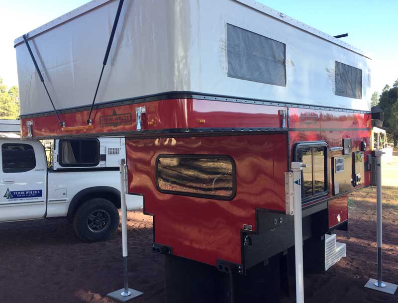 Red Four Wheel Camper Pop Up Front