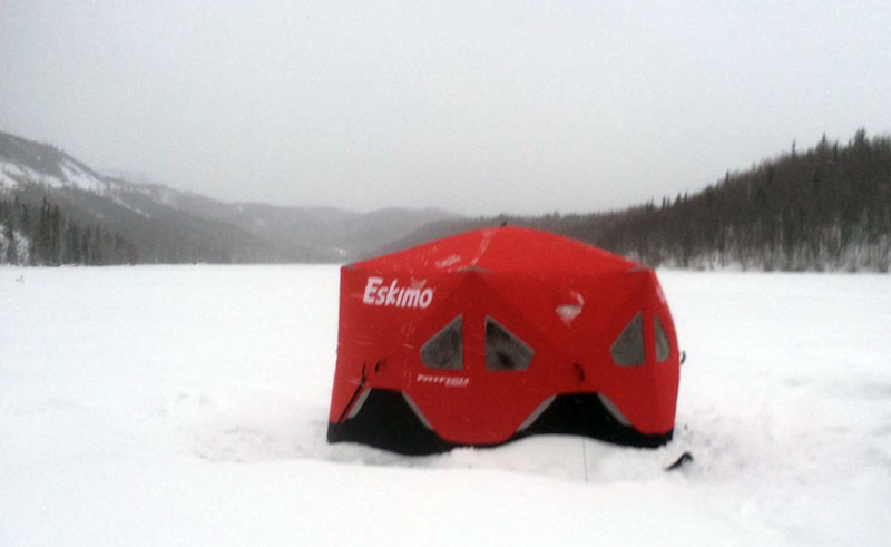 Eskimo Ice Fishing Shelter On Long Lake Alaska