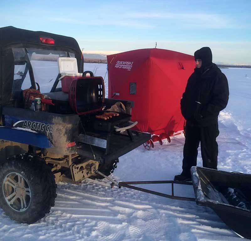 Lunch On An Ice Fishing Trip To Big Lake Alaska