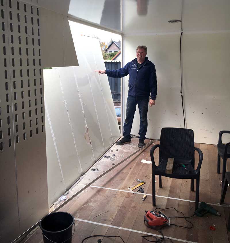 Box Truck Walls Being Cut