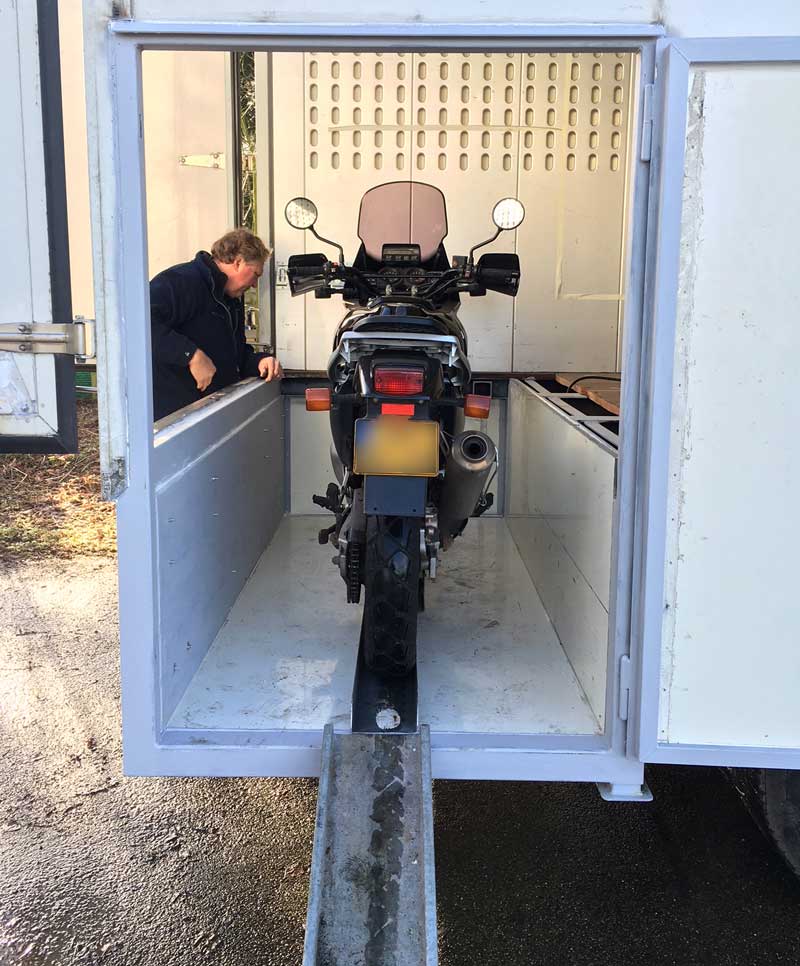 Motorcycle Garage In Camper Being Built