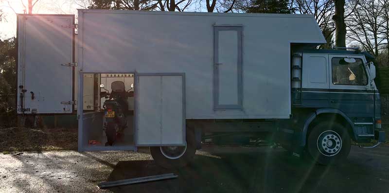 Motorcycle Storage In Demountable Camper