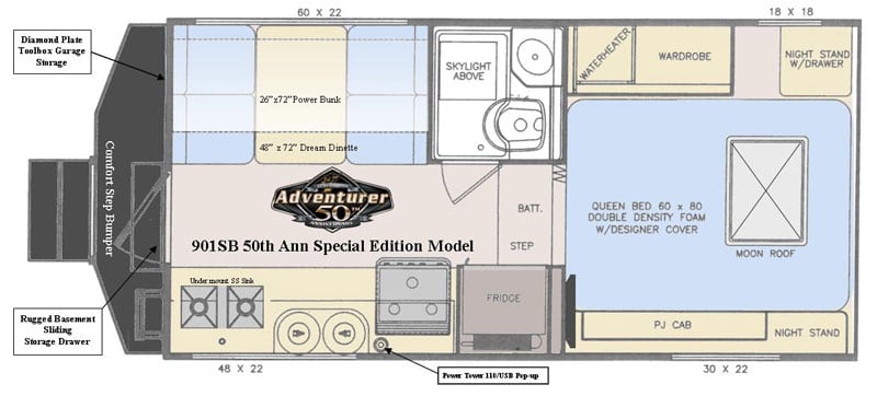 2019 Adventurer 901SB Floor Plan