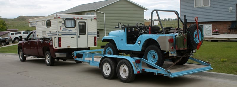 Shadow Cruiser Towing Blue Jeep