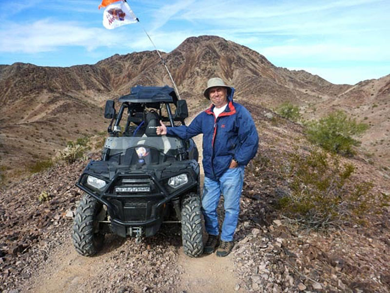 Frank and his overland vehicle at the Q