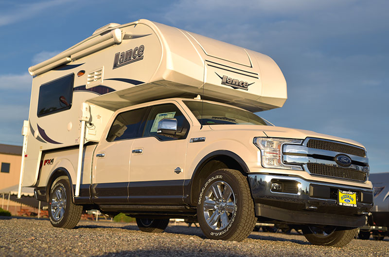 Lance 650 and Ford F150 front three-quarters