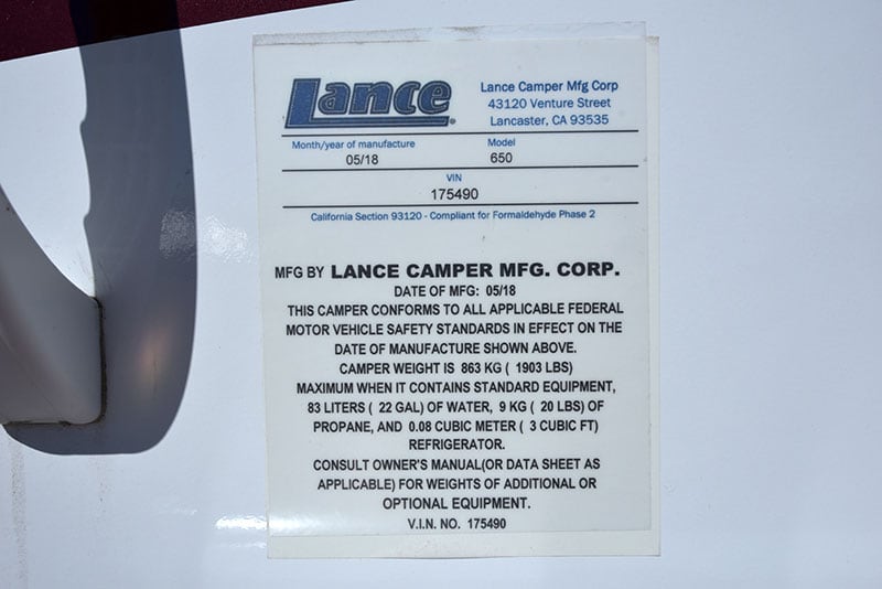 Lance 650 Rear Weight Sticker