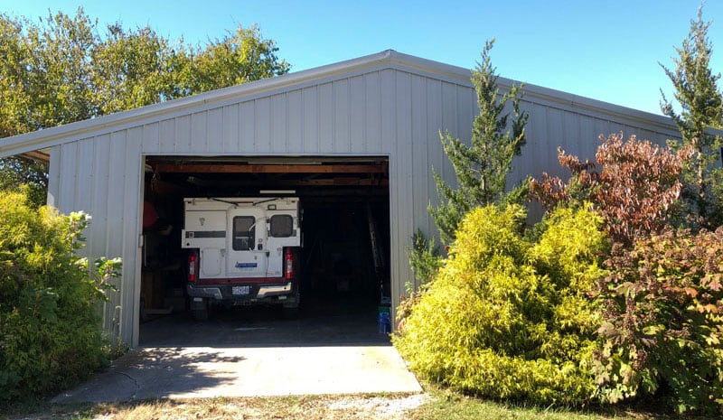 Four Wheel Camper In A Garage