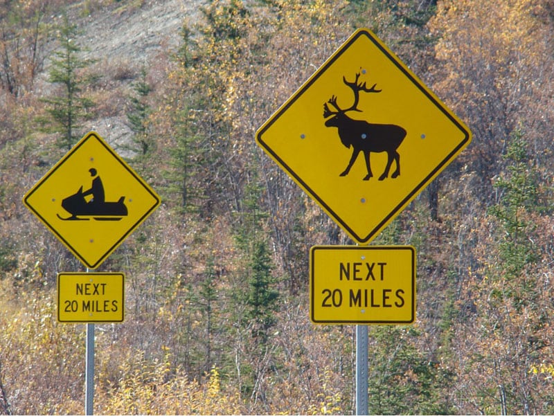 Typical Signage Along Alaskan Roadways