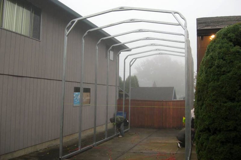 Carport Canopy Being Constructed