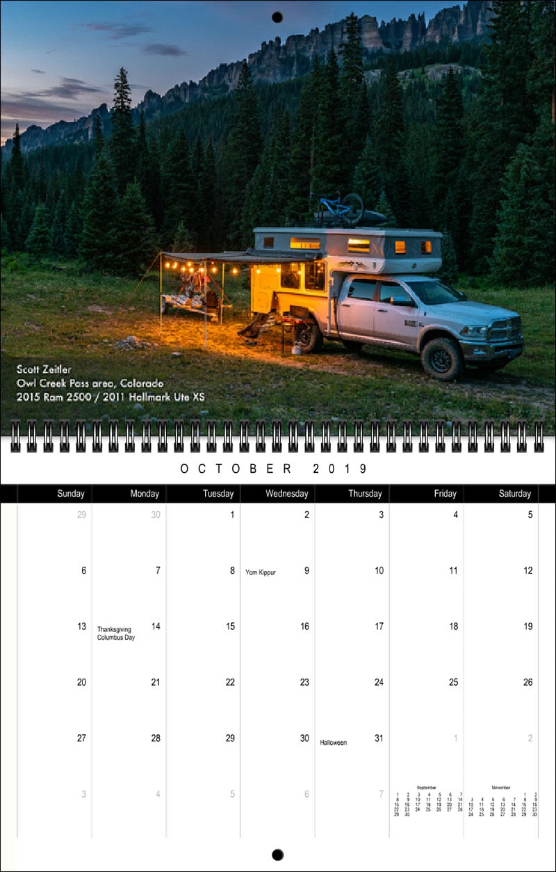 2019 TCM Calendar October