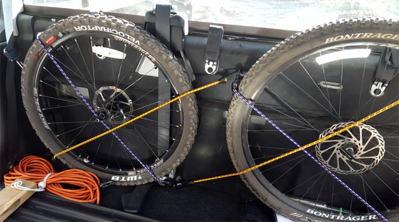 Back Seat Bike Mount Tires Strapped Bungees