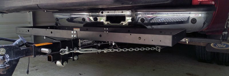 Hitch Mounted Cargo Carrier Under Camper