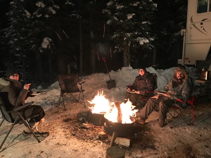 Campfire Winter Camping Snow