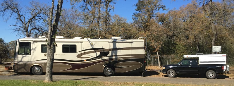 Four Wheel Being Towed By Motorhome