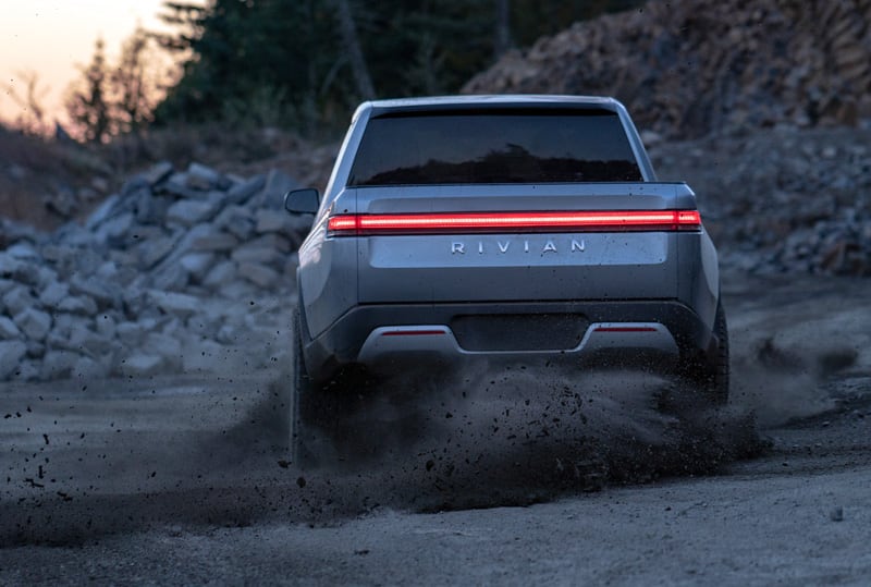 Rivian Electric Truck Off Road Dirt