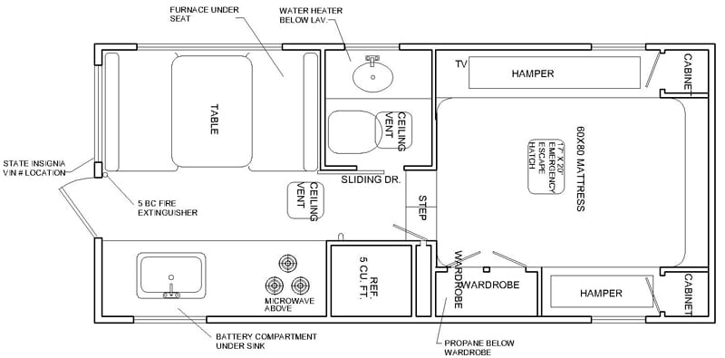 Granite 9RL Camper Floorplan