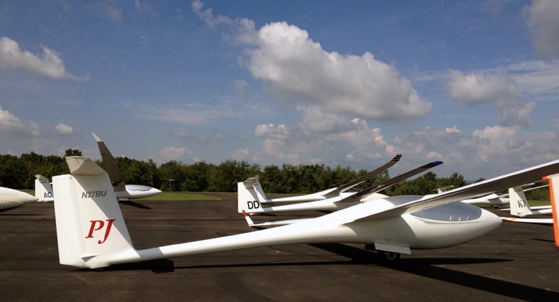 Gliders Lined Up On Air Strip