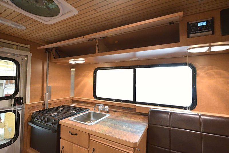 Alaskan Camper Kitchen Upper Cabinets Open