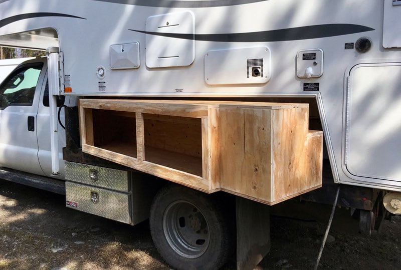 Flatbed Truck Storage Boxes Being Installed
