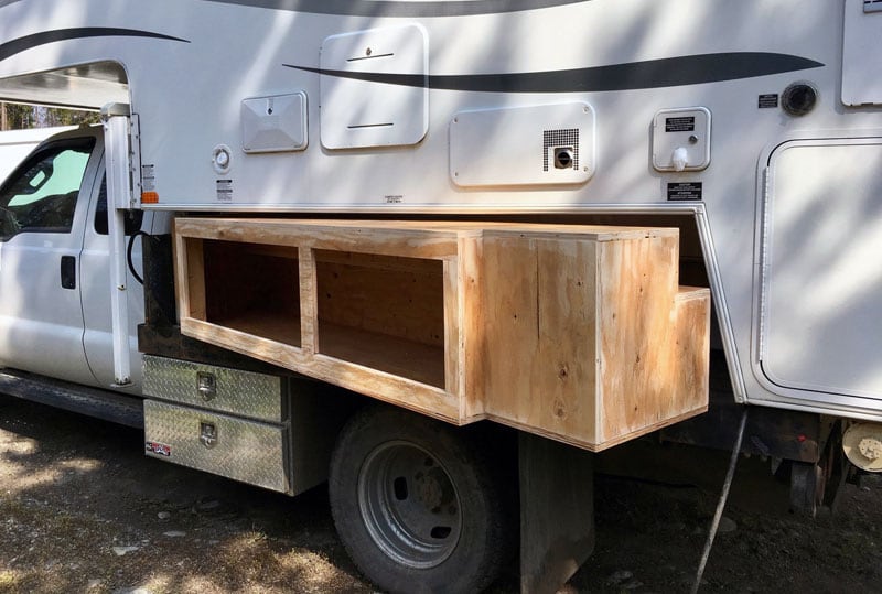 Flatbed Truck Storage Boxes Being Installed