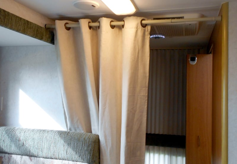 Privacy Curtain With Adjustable Rod Partially Open