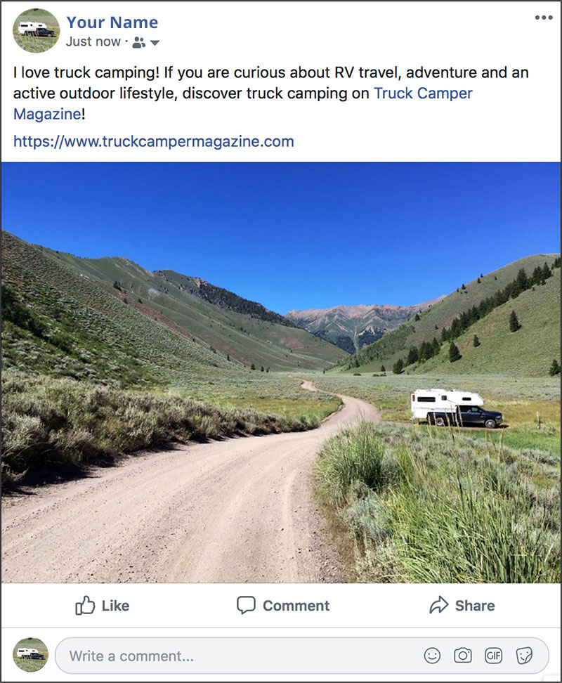 Example Discover Truck Camping Post