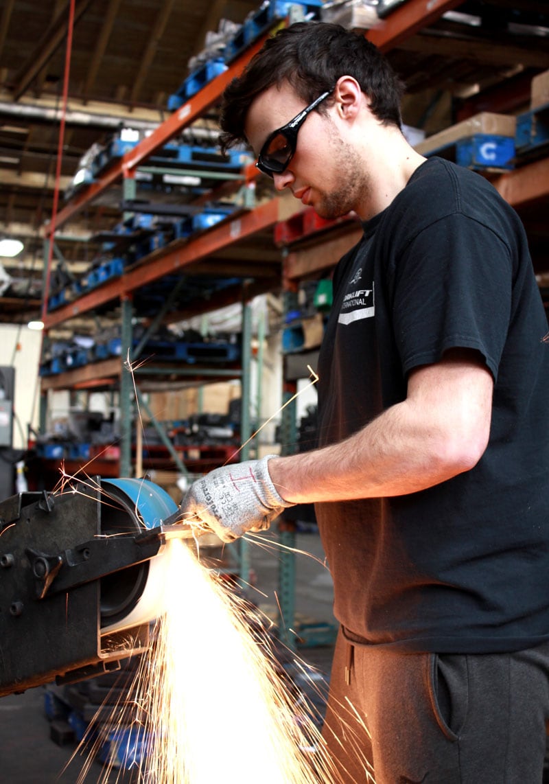 Grinding An Edge On A Stainless Steel StableLoad Plate