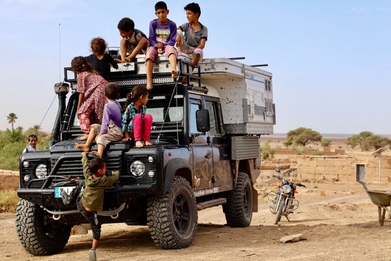 Morocco Kids On Landrover Camper