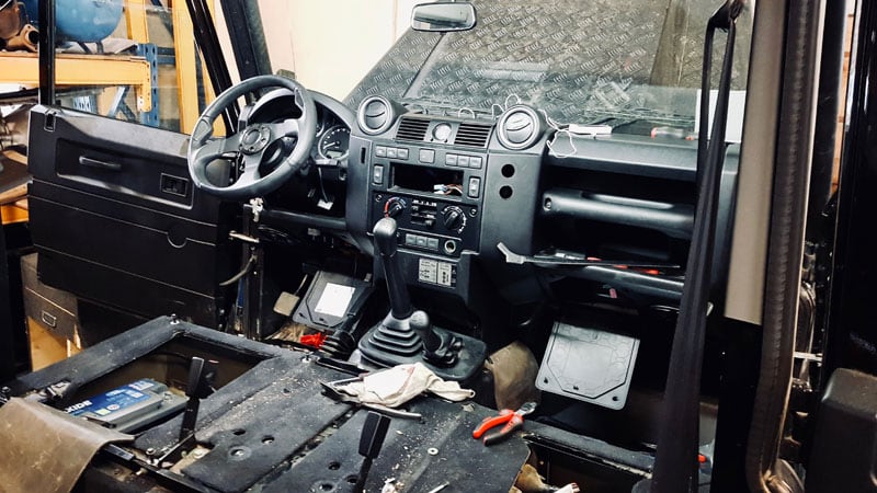 Post Accident Rebuild Inside Defender Truck