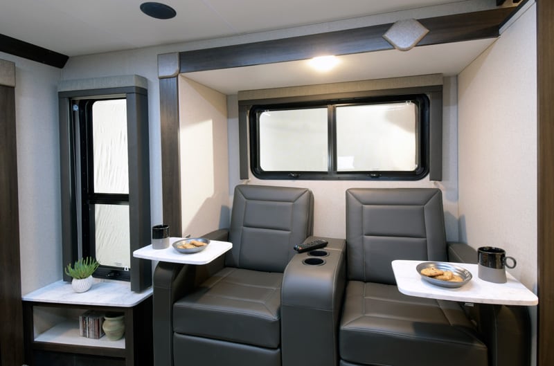 2020 Eagle Cap Theater seating in the Toffee Latte decor
