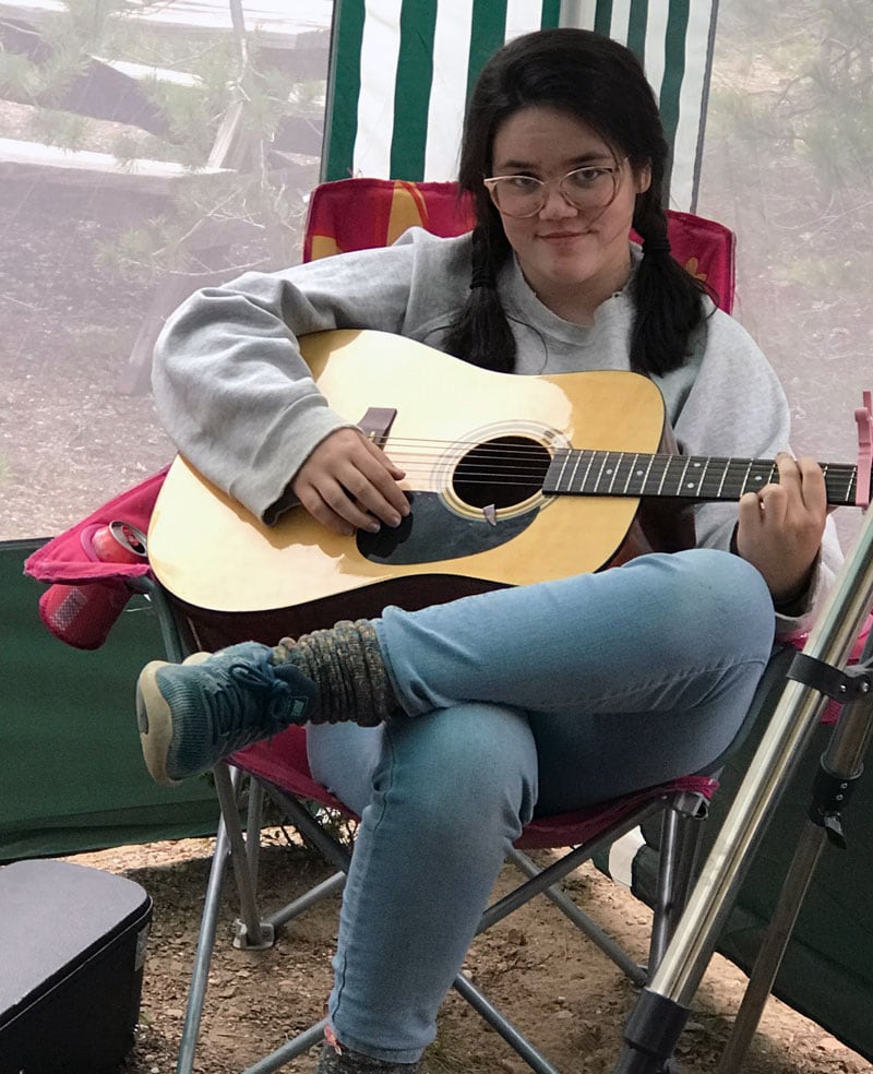 Georgi Playing Guitar Camping Hallmark