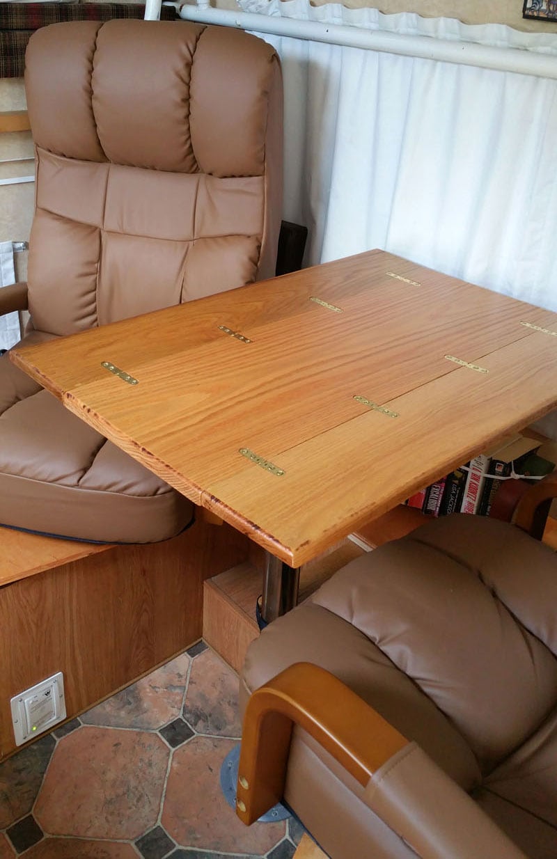 Hinged Camper Dinette Table Opened Up