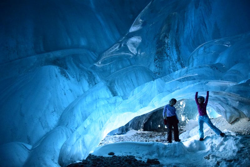 Kids Inside Ice Cave