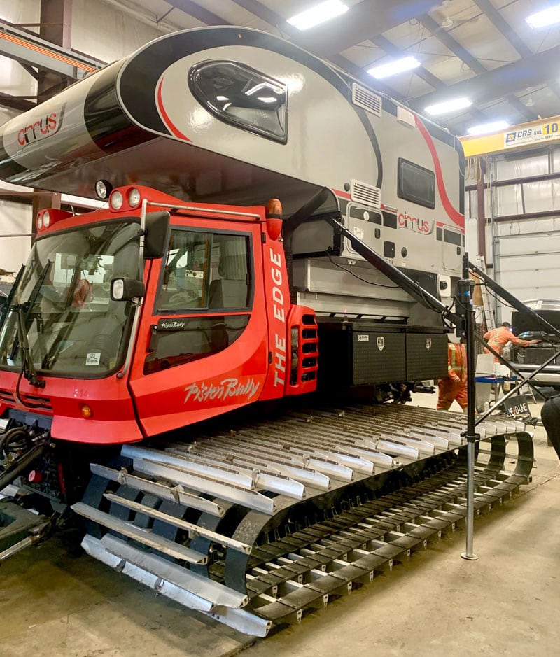 Loading Camper On Snowcat