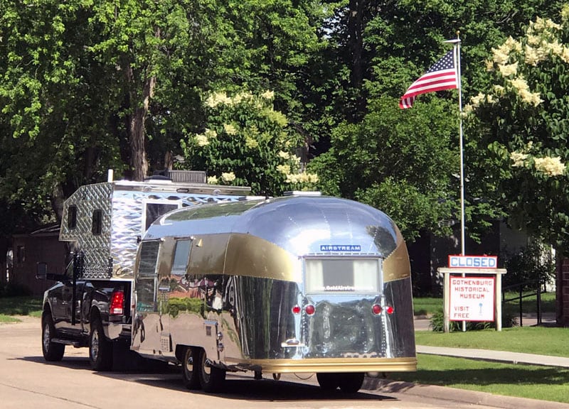 Airstream With Gold Stripes