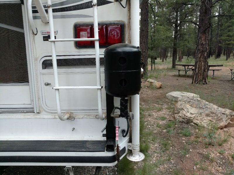 Barbecue Grill Propane Tank On Camper