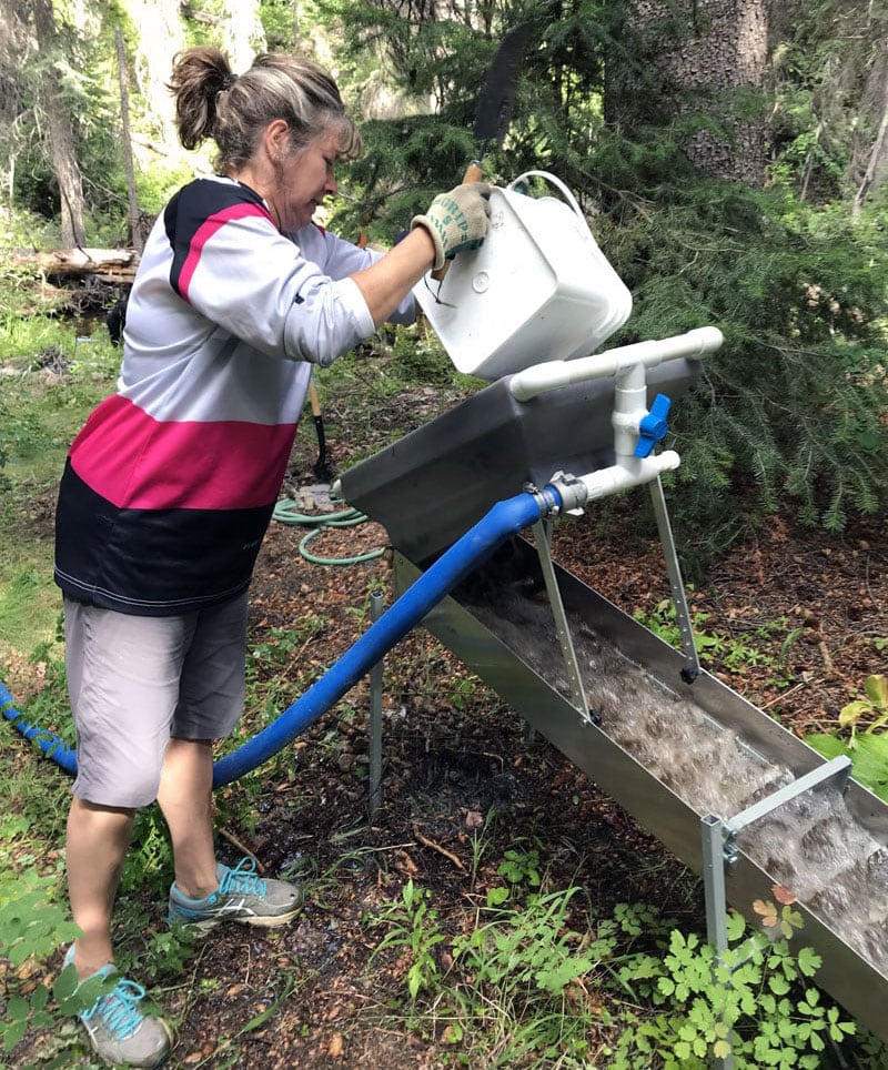 Gold Panning, Tanis Loading High Banker