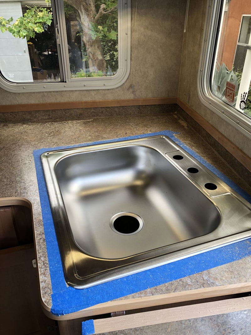 Painters Tape Around Camper Sink